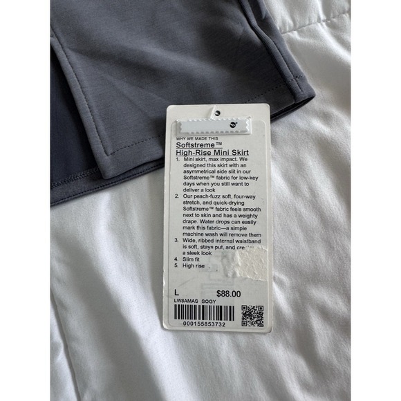 New Lululemon Softstreme High Rise Mini Skirt Size Large Gray $88 MSRP NWT - Picture 9 of 9